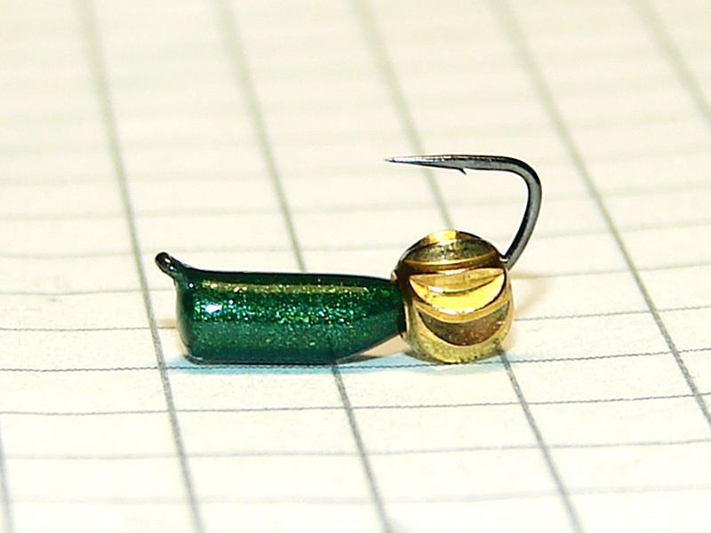 картинка D2,8 (0,62 гр) Мормышка УЛОВКА латунная бусина «ЗЕФИР», тёмно-зелёный (золото) от магазина "Без насадки"