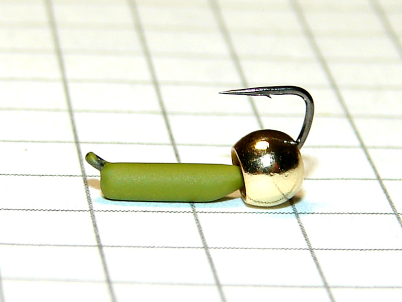 картинка D2 (0,40 гр) Мормышка УЛОВКА "гвоздик" с латунным шариком 3,8 мм (оливковый) от магазина "Без насадки"