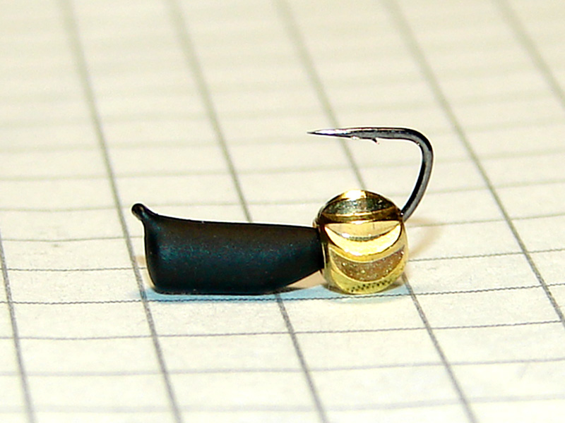 картинка D2,8 (0,62 гр) Мормышка УЛОВКА латунная бусина «ЗЕФИР», чёрный (золото) от магазина "Без насадки"