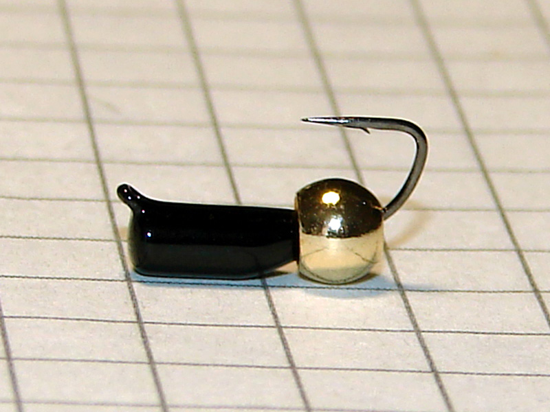 картинка D2,8 (0,65 гр) Мормышка УЛОВКА "гвоздик" с латунным шариком 3,8 мм (VARIVAS) чёрный глянец от магазина "Без насадки"