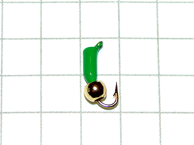 картинка D2 (0,22 гр) Мормышка УЛОВКА «МИКРОБ» с латунным шариком 2,8 мм (зелёный) от магазина "Без насадки"