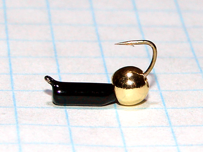 картинка D2,4 (0,52 гр) Мормышка УЛОВКА "гвоздик" с латунным шариком 3,8 мм (чёрный глянец) от магазина "Без насадки"
