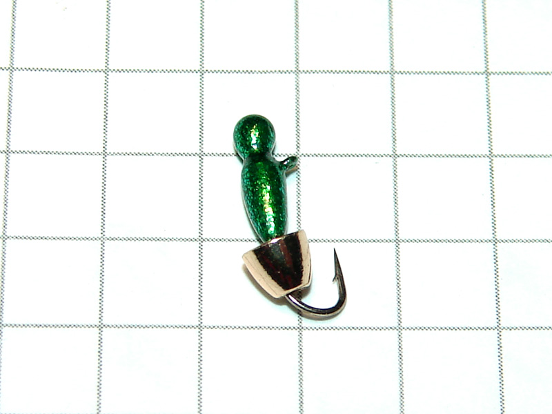 картинка D2 (0,35 гр) Мормышка вольфрамовая «ВЕСНЯНКА» колокольчик, тёмно-зелёный (золото), Уловка от магазина "Без насадки"