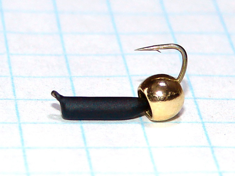 картинка D2 (0,40 гр) Мормышка УЛОВКА "гвоздик" с латунным шариком 3,8 мм (чёрный матовый) от магазина "Без насадки"