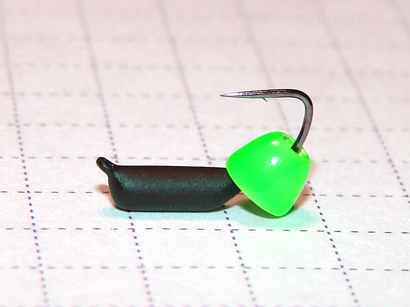картинка D2,4 (0,45 гр) Мормышка УЛОВКА "гвоздик" латунный "колокольчик" 3,5 мм (зелёный флуо) от магазина "Без насадки"