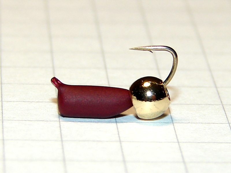 картинка D2,8 (0,65 гр) Мормышка УЛОВКА "гвоздик" с латунным шариком 3,8 мм (красный кирпич) от магазина "Без насадки"