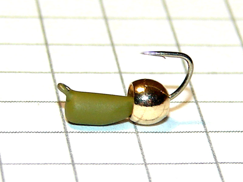 картинка D2,4 (0,35 гр) Мормышка УЛОВКА "гвоздик" с латунным шариком 3,2 мм (оливковый) от магазина "Без насадки"