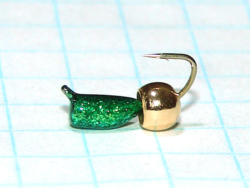 картинка D2,4 (0,35 гр) Мормышка УЛОВКА "гвоздик" с лат. шар. 3,2 мм (тёмно-зелёный) от магазина "Без насадки"