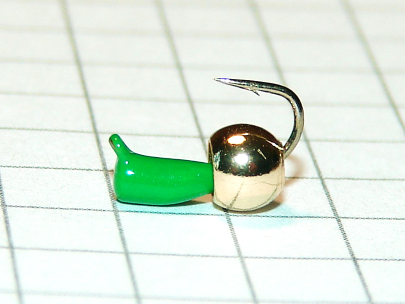 картинка D2,4 (0,40 гр) Мормышка УЛОВКА "гвоздик" с лат. шар. 3,8 мм (зелёный) от магазина "Без насадки"