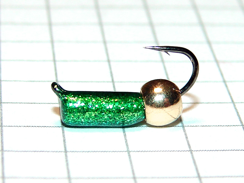 картинка D2,8 (0,75 гр) Мормышка УЛОВКА "гвоздик" с латунным шариком 3,8 мм (тёмно-зелёный) от магазина "Без насадки"