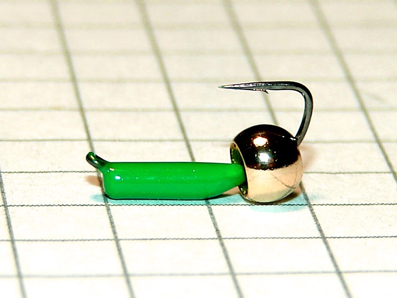 картинка D2 (0,40 гр) Мормышка УЛОВКА "гвоздик" с латунным шариком 3,8 мм (зелёный) от магазина "Без насадки"