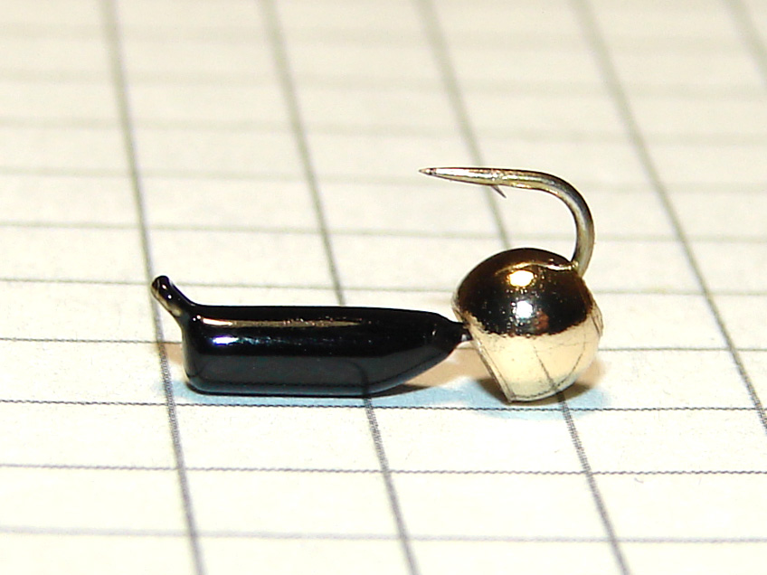 картинка D2,4 (0,52 гр) Мормышка УЛОВКА "гвоздик" с латунным шариком 3,8 мм (чёрный глянец) Kamasan от магазина "Без насадки"