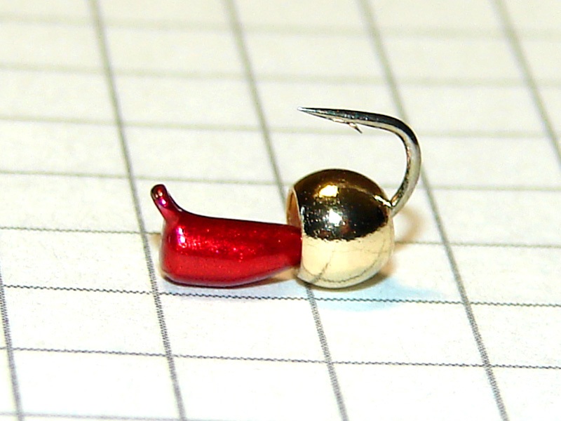 картинка D2,4 (0,40 гр) Мормышка УЛОВКА "гвоздик" с лат. шар. 3,8 мм (рубин) от магазина "Без насадки"