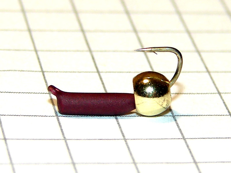 картинка D2 (0,40 гр) Мормышка УЛОВКА "гвоздик" с латунным шариком 3,8 мм (красный кирпич) от магазина "Без насадки"