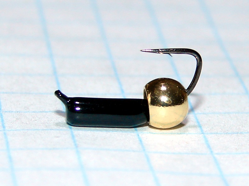 картинка D2,4 (0,52 гр) Мормышка УЛОВКА "гвоздик" с лат. шар. 3,8 мм (VARIVAS) чёрный глянец от магазина "Без насадки"