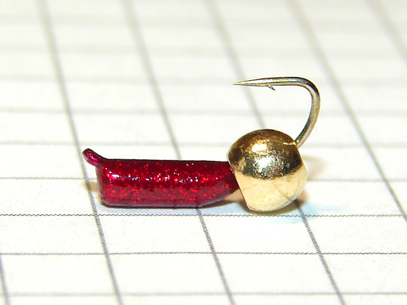 картинка D2,4 (0,52 гр) Мормышка УЛОВКА "гвоздик" с латунным шариком 3,8 мм (рубин) от магазина "Без насадки"