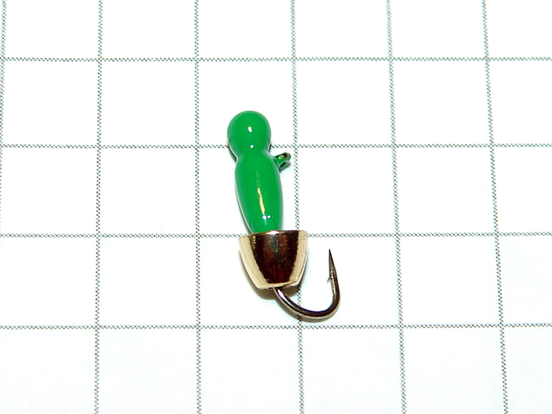 картинка D2 (0,35 гр) Мормышка вольфрамовая «ВЕСНЯНКА» колокольчик, зелёный (золото), Уловка от магазина "Без насадки"