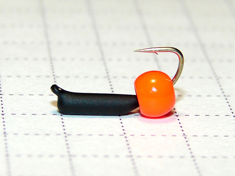 картинка D2 (0,40 гр) Мормышка УЛОВКА "гвоздик" с латунным шариком (оранжевый флуо) 3,8 мм от магазина "Без насадки"