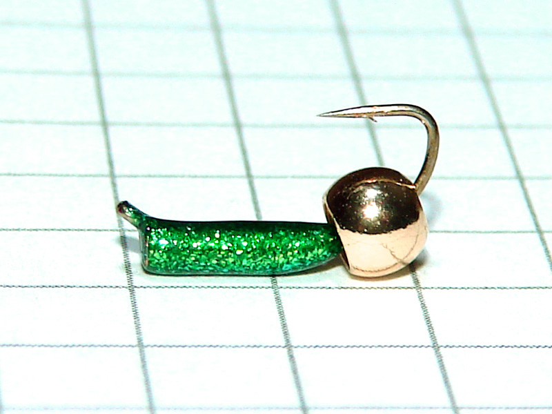 картинка D2 (0,40 гр) Мормышка УЛОВКА "гвоздик" с латунным шариком 3,8 мм (тёмно-зелёный) от магазина "Без насадки"