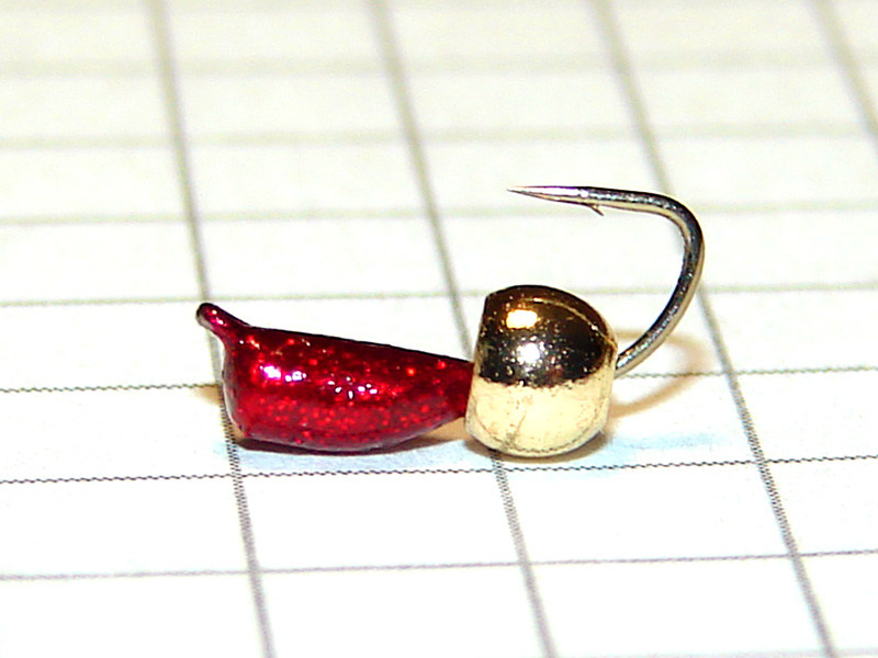 картинка D2,4 (0,35 гр) Мормышка УЛОВКА "гвоздик" с лат. шар. 3,2 мм (рубин) от магазина "Без насадки"