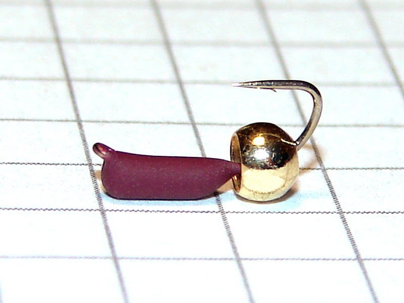 картинка D2 (0,28 гр) Мормышка УЛОВКА "гвоздик" с латунным шариком 3,2 мм (красный кирпич) от магазина "Без насадки"