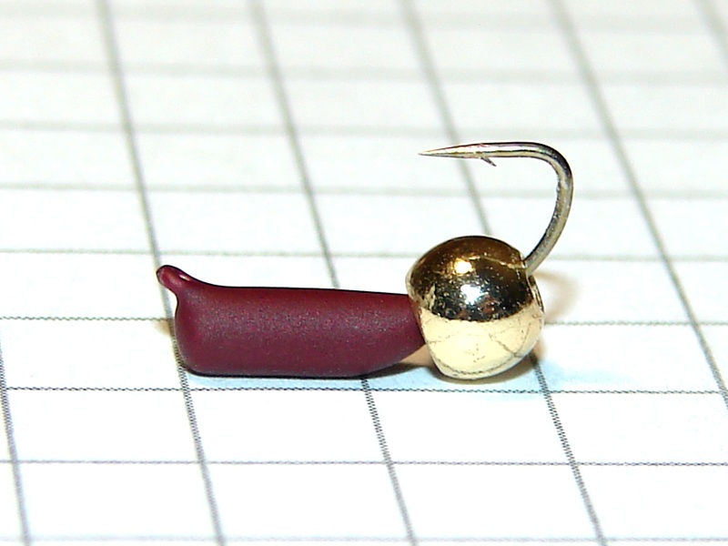 картинка D2,4 (0,52 гр) Мормышка УЛОВКА "гвоздик" с латунным шариком 3,8 мм (красный кирпич) от магазина "Без насадки"
