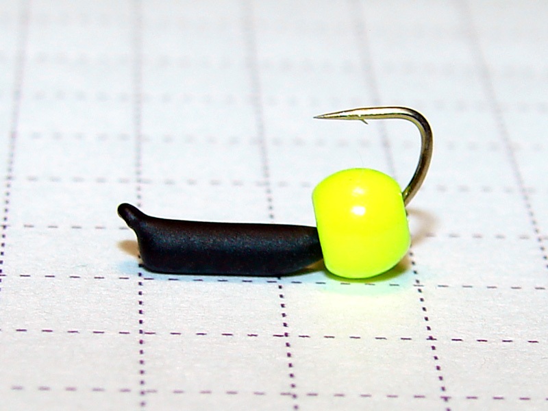 картинка D2 (0,40 гр) Мормышка УЛОВКА "гвоздик" с латунным шариком (салатовый флуо) 3,8 мм от магазина "Без насадки"